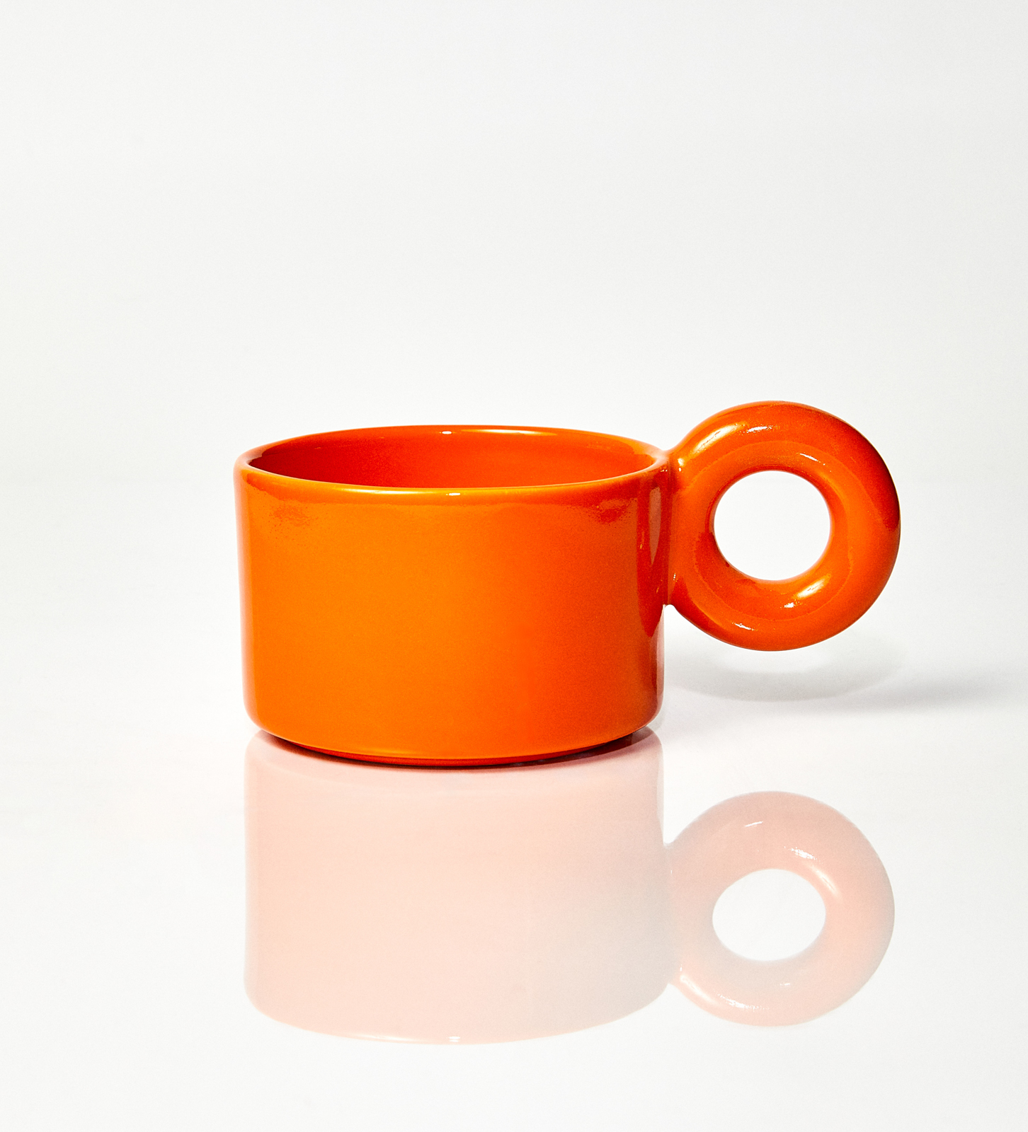 Kubek ceramiczny plus spodek Jackie / Orange/ ręcznie wytwarzane - obrazek 4