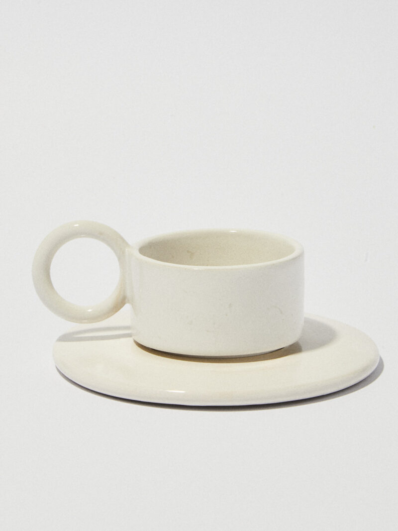 Filiżanka ceramiczna plus spodek Baub espresso / Shiny White/ ręcznie wytwarzany
