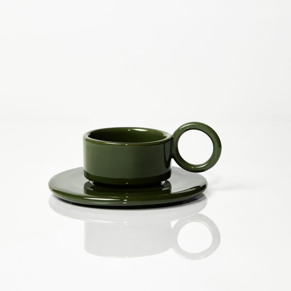 Filiżanka ceramiczna Baub espresso plus spodek / zielona / Parrot green/ ręcznie wytwarzana