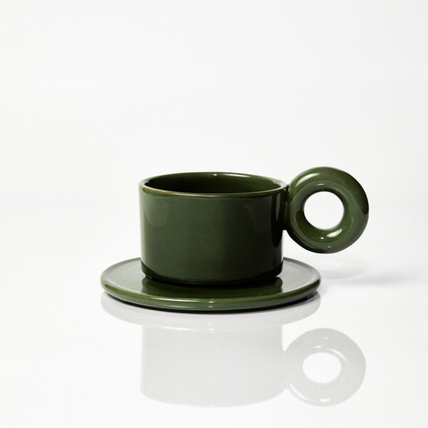 Kubek ceramiczny plus spodek Baub / Parrot green/ ręcznie wytwarzane