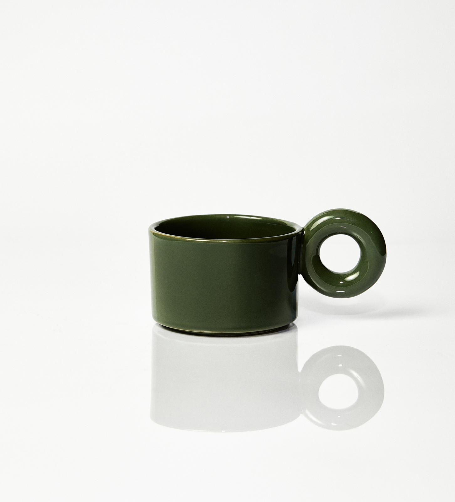 Kubek ceramiczny plus spodek Jackie / Parrot Green/ ręcznie wytwarzane - obrazek 3