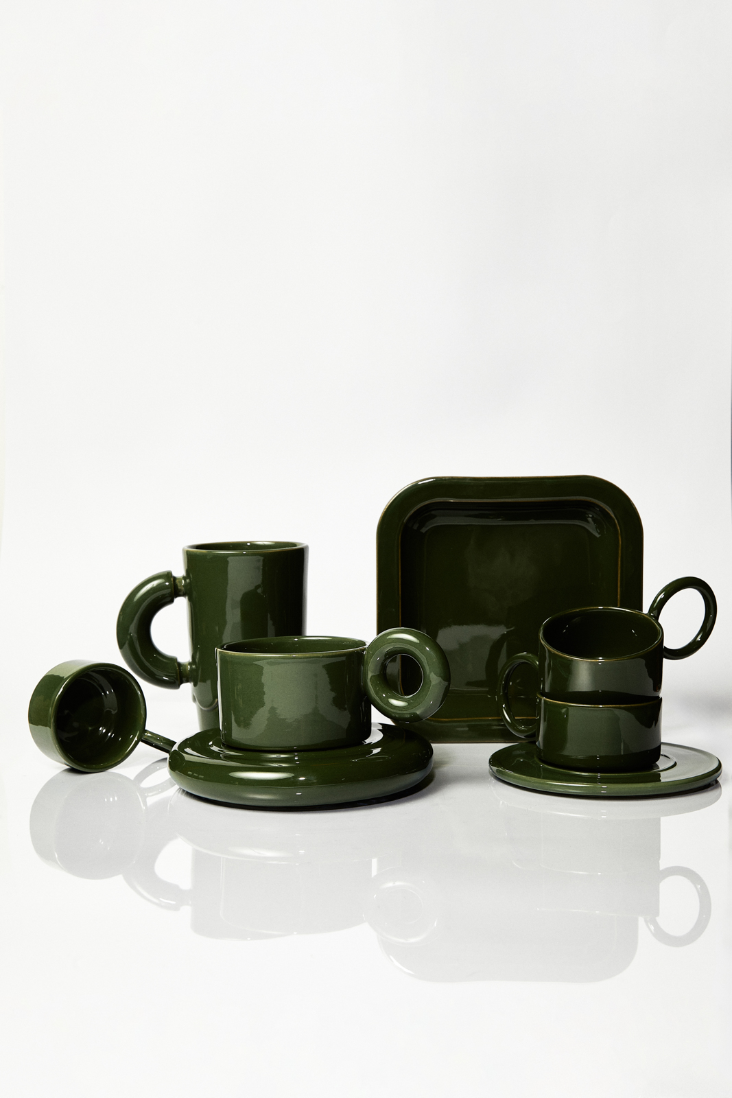 Kubek ceramiczny plus spodek Baub / Parrot green/ ręcznie wytwarzane - obrazek 3