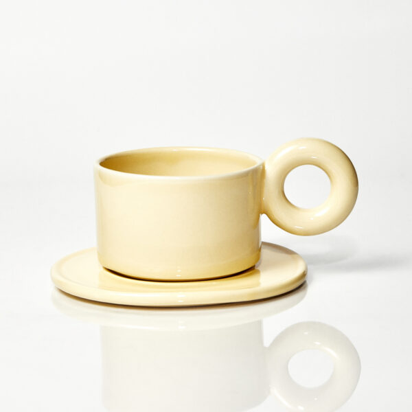 Kubek ceramiczny plus spodek Baub / Butter/ ręcznie wytwarzane