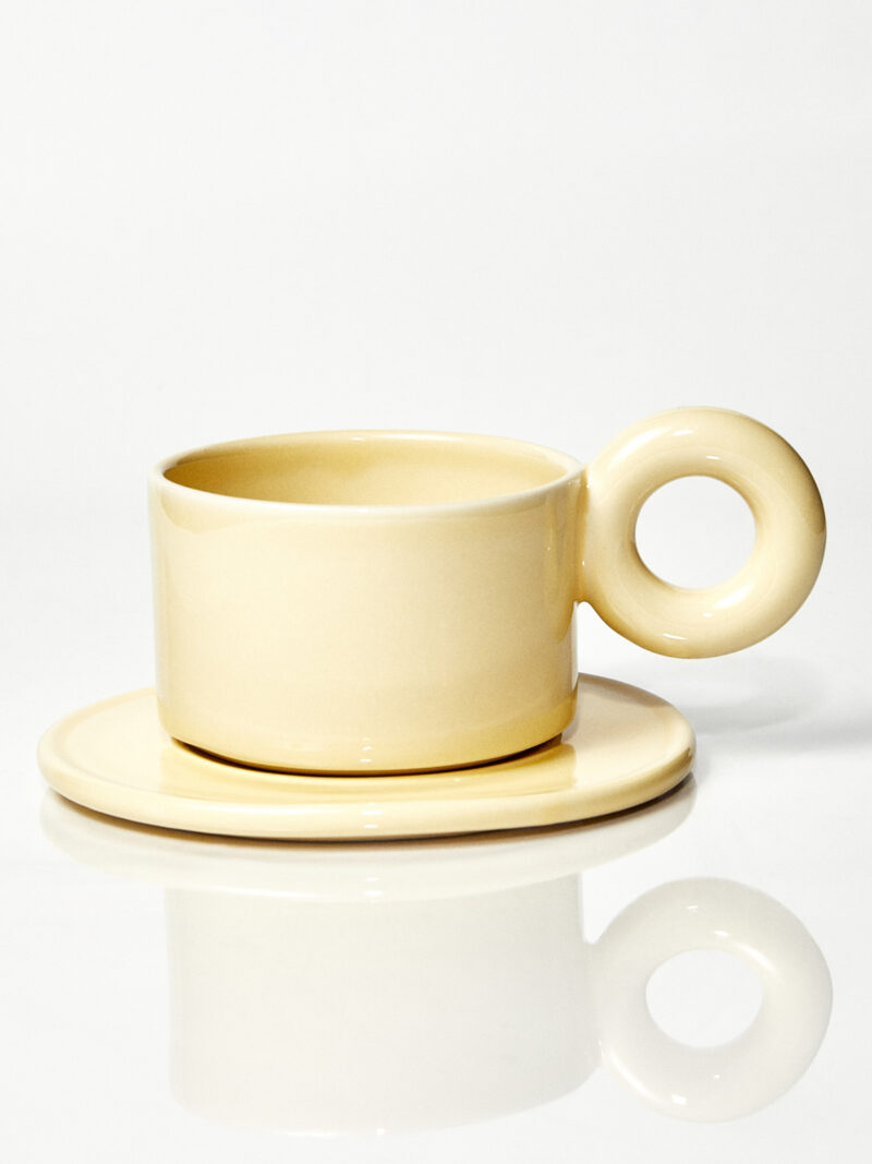 Kubek ceramiczny plus spodek Baub / Butter/ ręcznie wytwarzane