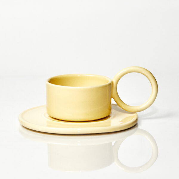 Filiżanka ceramiczna plus spodek Baub / Butter/ ręcznie wytwarzana