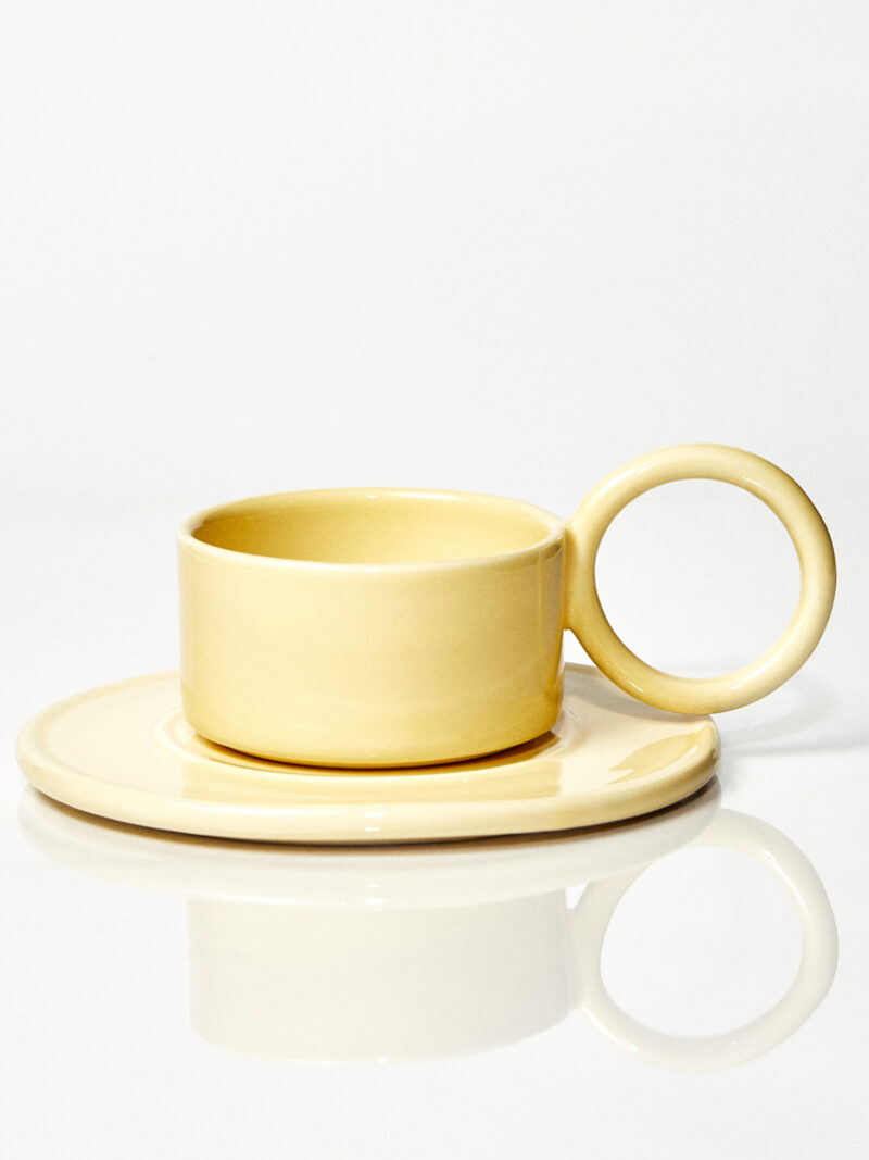 Filiżanka ceramiczna plus spodek Baub / Butter/ ręcznie wytwarzana