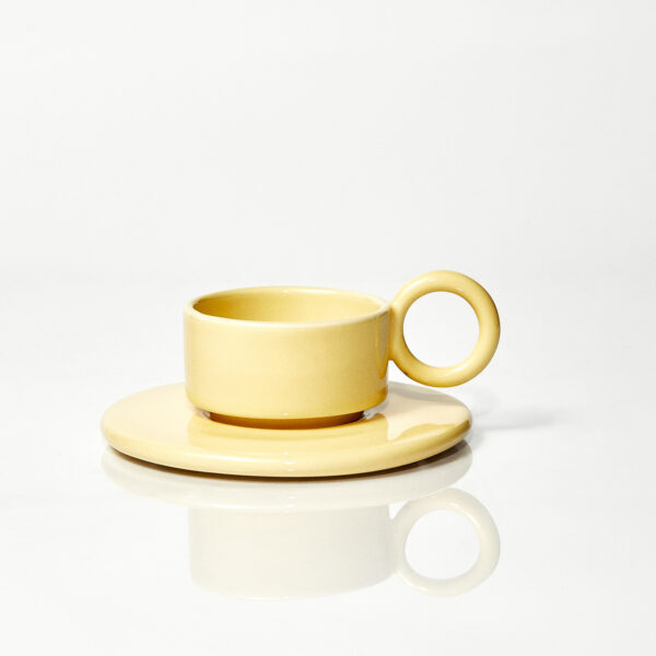 Filiżanka ceramiczna plus spodek Baub espresso / Butter/ ręcznie wytwarzana