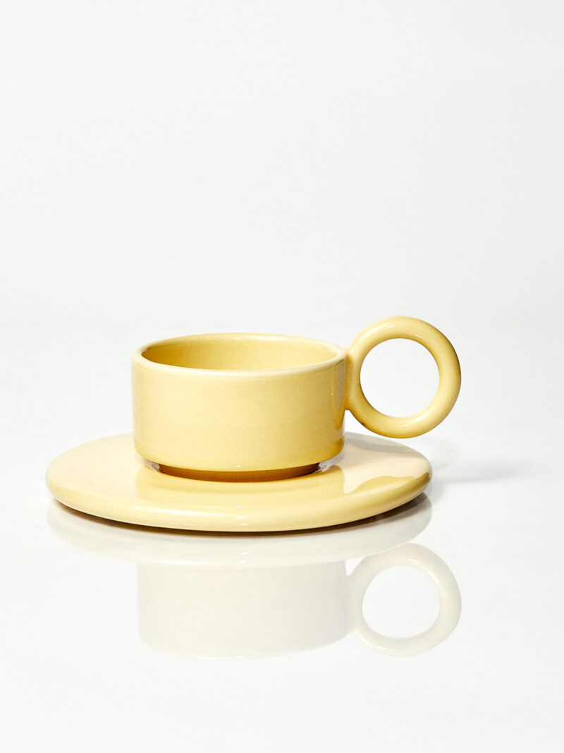 Filiżanka ceramiczna plus spodek Baub espresso / Butter/ ręcznie wytwarzana