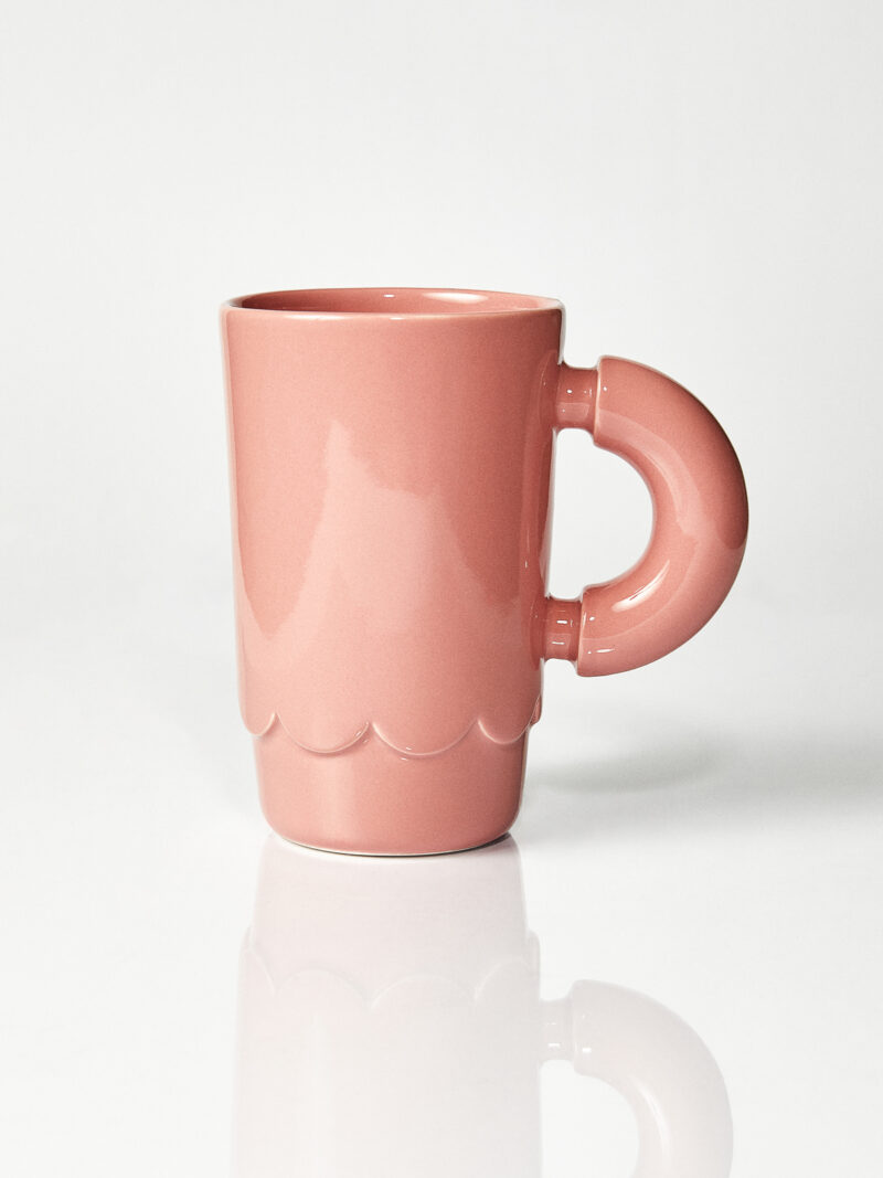 Kubek ceramiczny LOLA  różowy/ Blooming dahlia/ ręcznie wytwarzany
