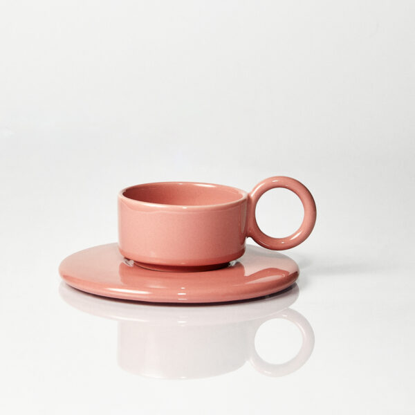 Filiżanka ceramiczna plus spodek Baub espresso / Blooming Dahlia/ ręcznie wytwarzana