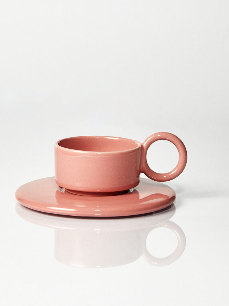 Filiżanka ceramiczna plus spodek Baub espresso / Blooming Dahlia/ ręcznie wytwarzana