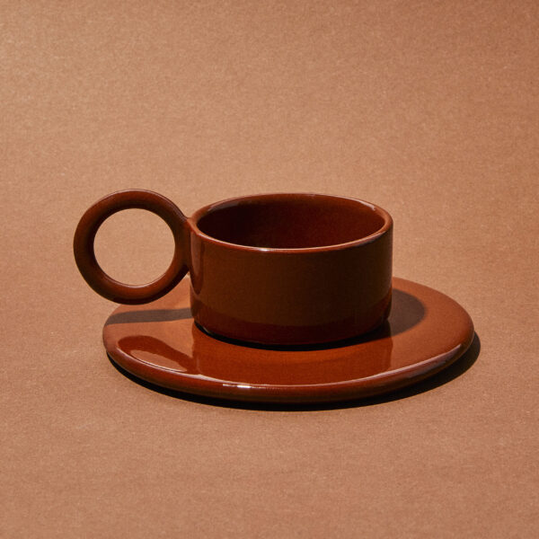 Filiżanka ceramiczna plus spodek Baub espresso /Hazlenut/ ręcznie wytwarzany