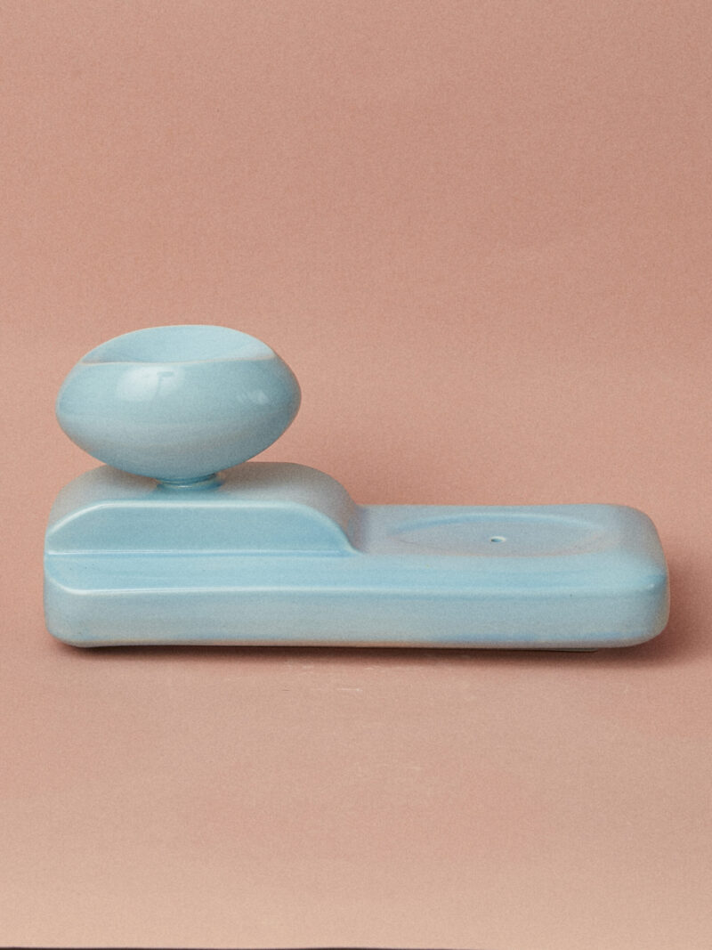 Kadzielnica ceramiczna Bloom/ Funny Azzure/ ręcznie wytwarzana