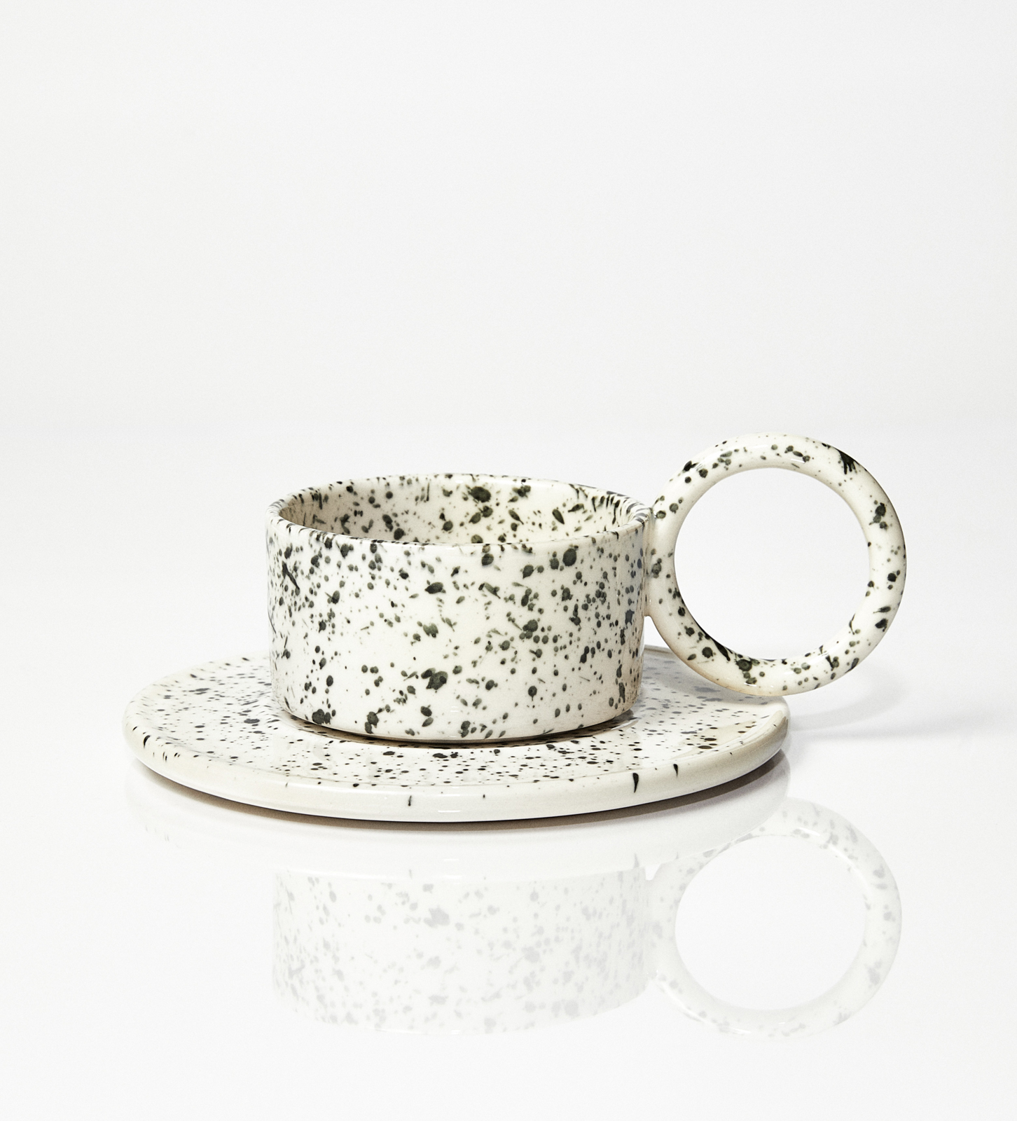 Filiżanka ceramiczna plus spodek Baub / Pollock patern/ ręcznie wytwarzana