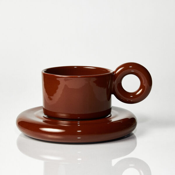 Kubek ceramiczny plus spodek Jackie / Hazlenut/ ręcznie wytwarzane