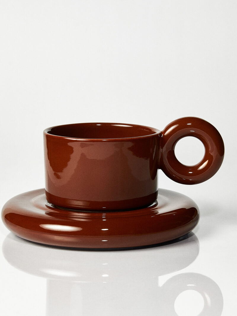 Kubek ceramiczny plus spodek Jackie / Hazlenut/ ręcznie wytwarzane