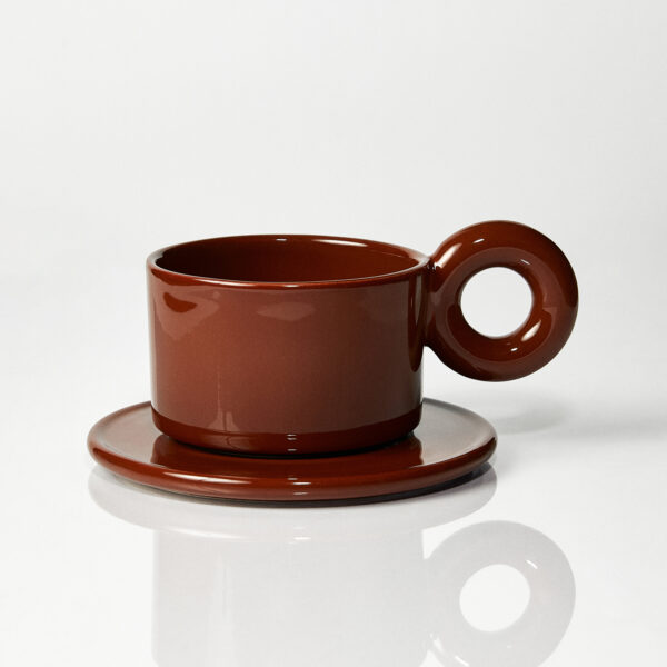 Kubek ceramiczny plus spodek Baub / Hazlenut/ ręcznie wytwarzane