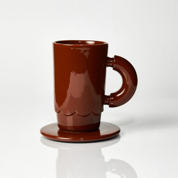 Kubek ceramiczny LOLA plus spodek Baub/ Hazlenut/ ręcznie wytwarzany