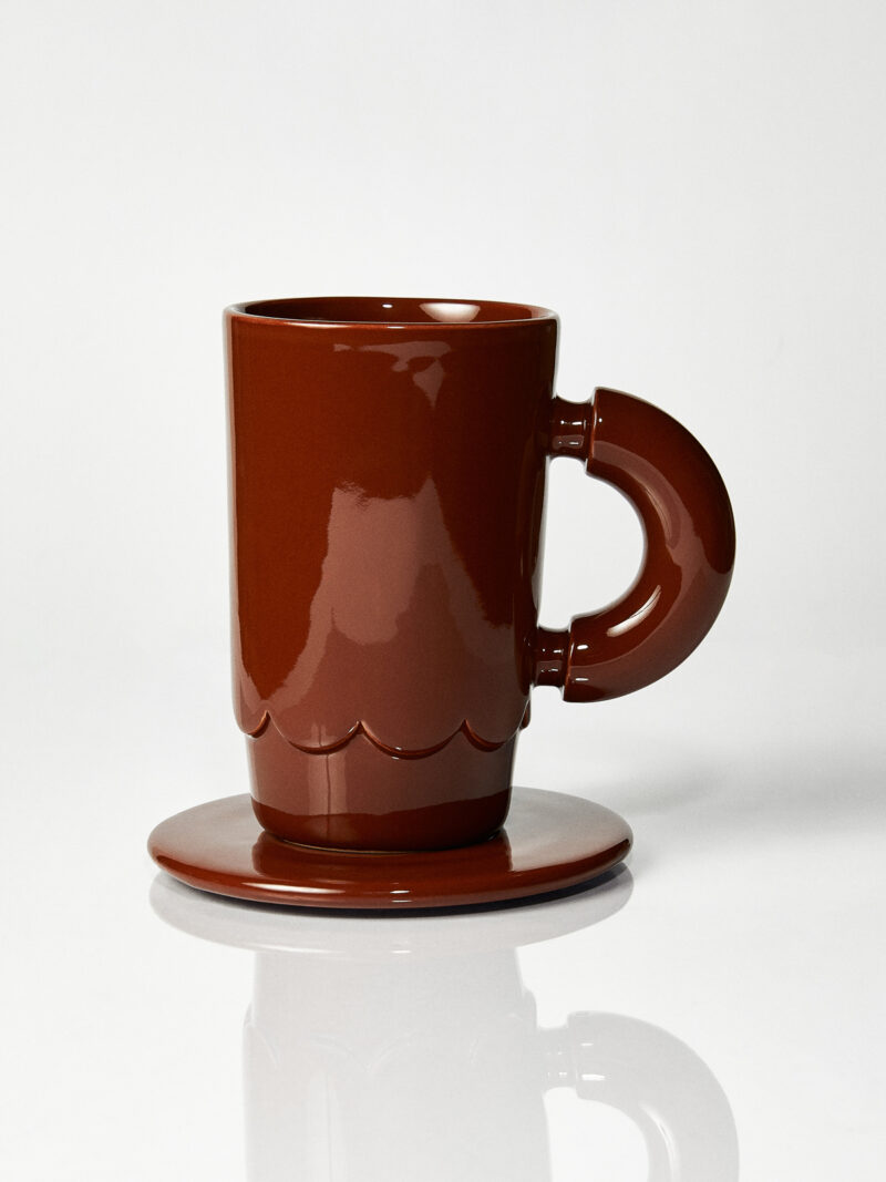 Kubek ceramiczny LOLA plus spodek Baub/ Hazlenut/ ręcznie wytwarzany