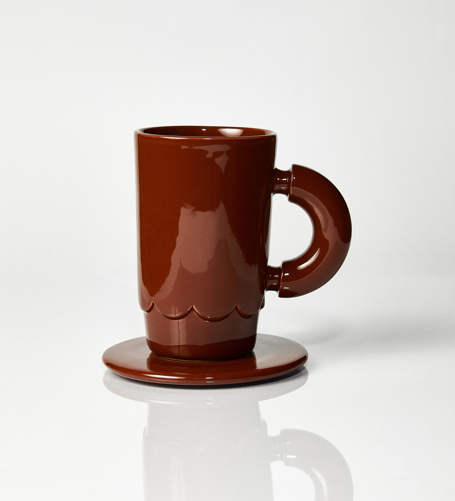 Kubek ceramiczny LOLA plus spodek Baub/ Hazlenut/ ręcznie wytwarzany