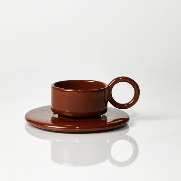 Filiżanka ceramiczna plus spodek Baub espresso /Hazlenut/ ręcznie wytwarzany