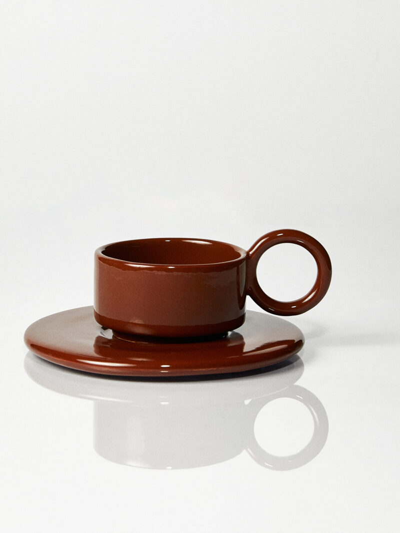 Filiżanka ceramiczna plus spodek Baub espresso /Hazlenut/ ręcznie wytwarzany