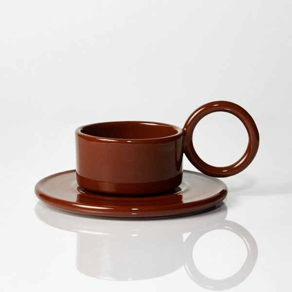 Filiżanka ceramiczna plus spodek Baub /Hazlenut/ ręcznie wywarzana