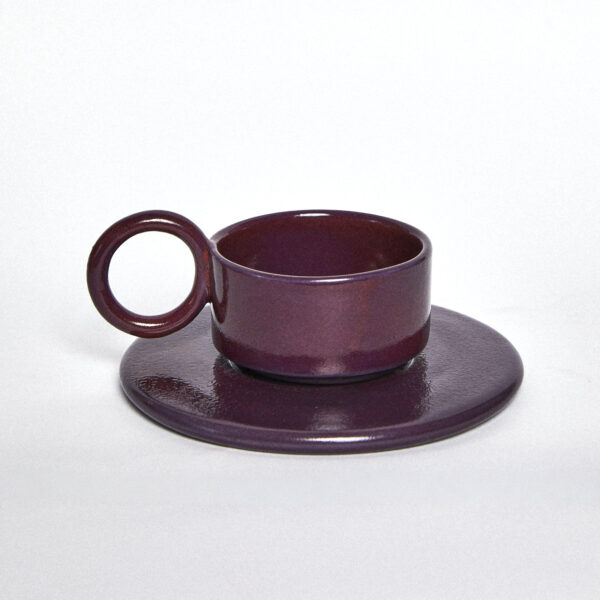 Filiżanka ceramiczna Baub espresso plus spodek / śliwkowa/ Plum