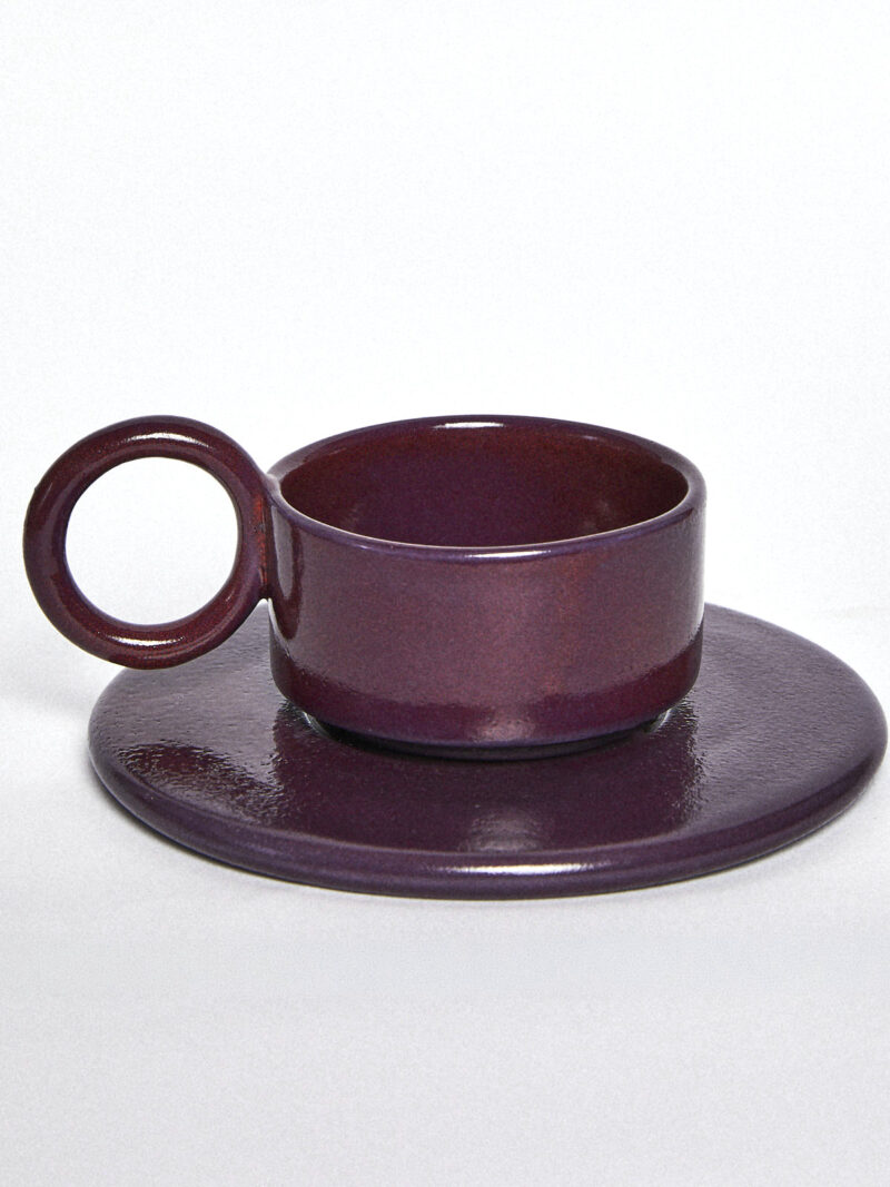 Filiżanka ceramiczna Baub espresso plus spodek / śliwkowa/ Plum