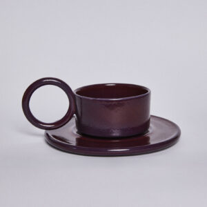 Filiżanka ceramiczna plus spodek Baub /Śliwkowy /Plum  /ręcznie wytwarzany