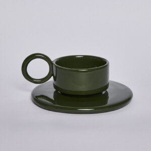 Filiżanka ceramiczna Baub espresso plus spodek / zielona / Parrot green/ ręcznie wytwarzana