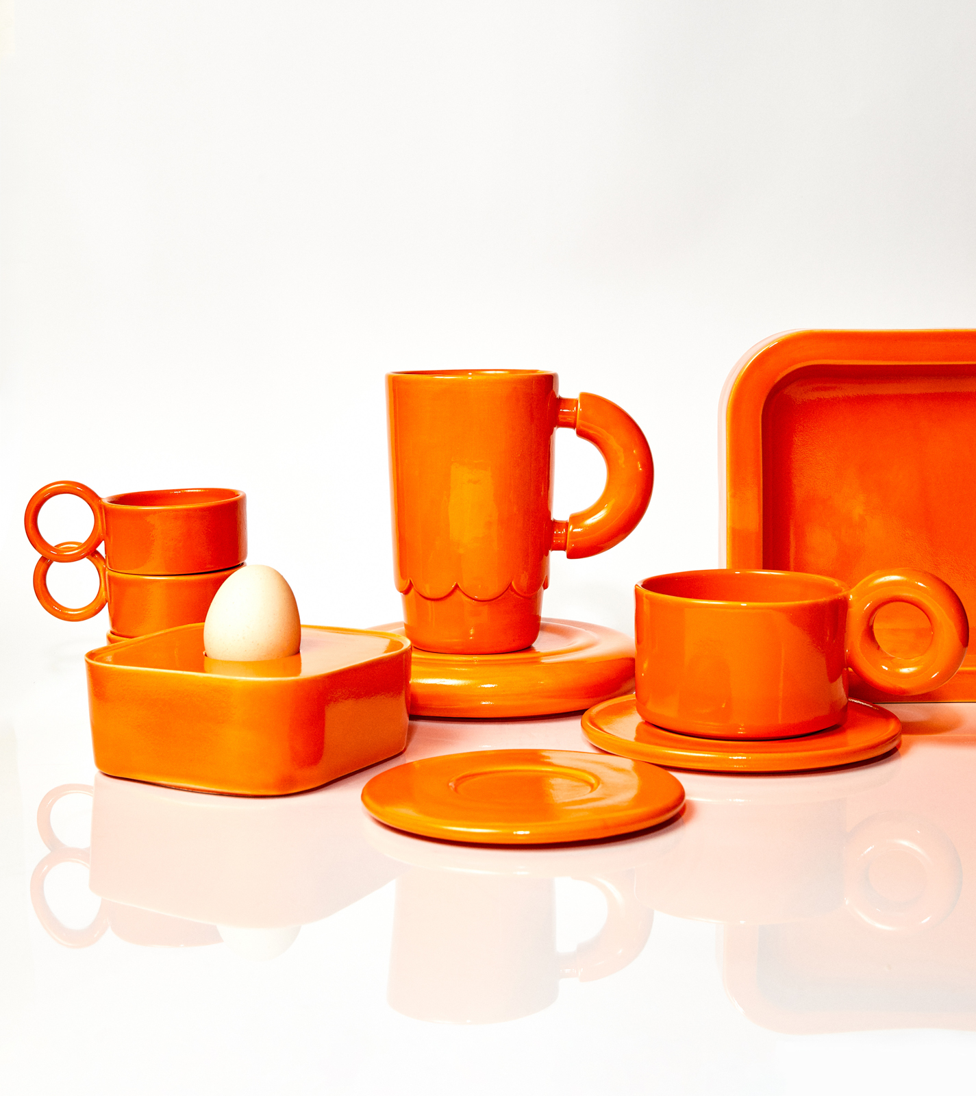 Kubek ceramiczny plus spodek Baub / Orange/ ręcznie wytwarzane - obrazek 4