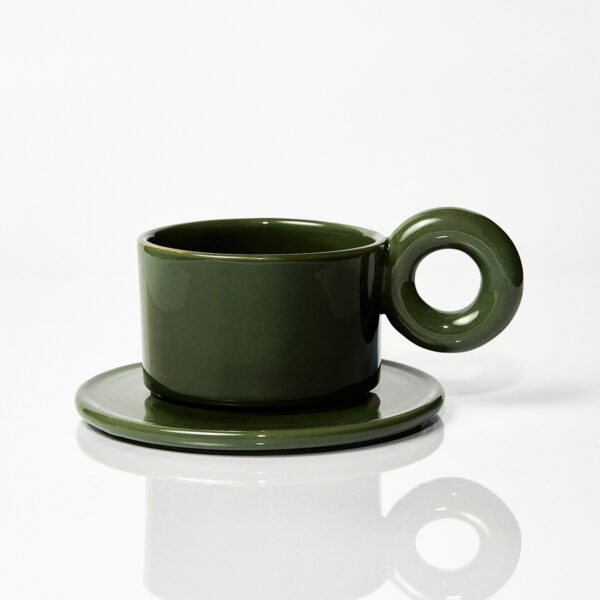 Kubek ceramiczny plus spodek Baub / Parrot green/ ręcznie wytwarzane