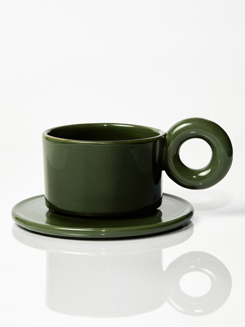 Kubek ceramiczny plus spodek Baub / Parrot green/ ręcznie wytwarzane