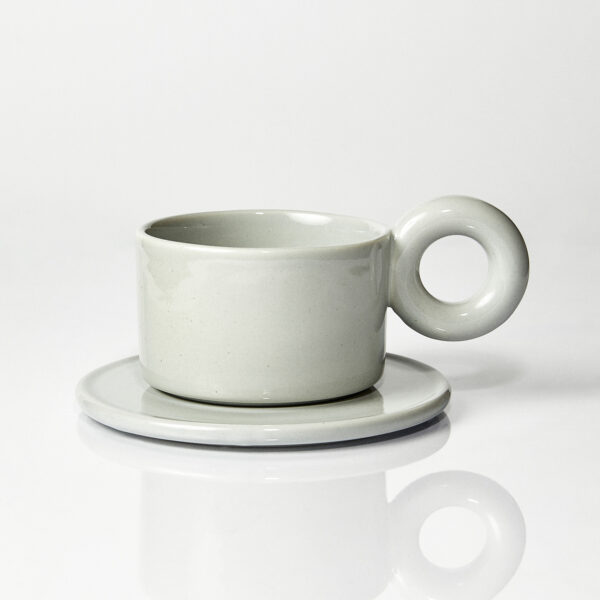 Kubek ceramiczny plus spodek Baub / Taupe/ ręcznie wytwarzane