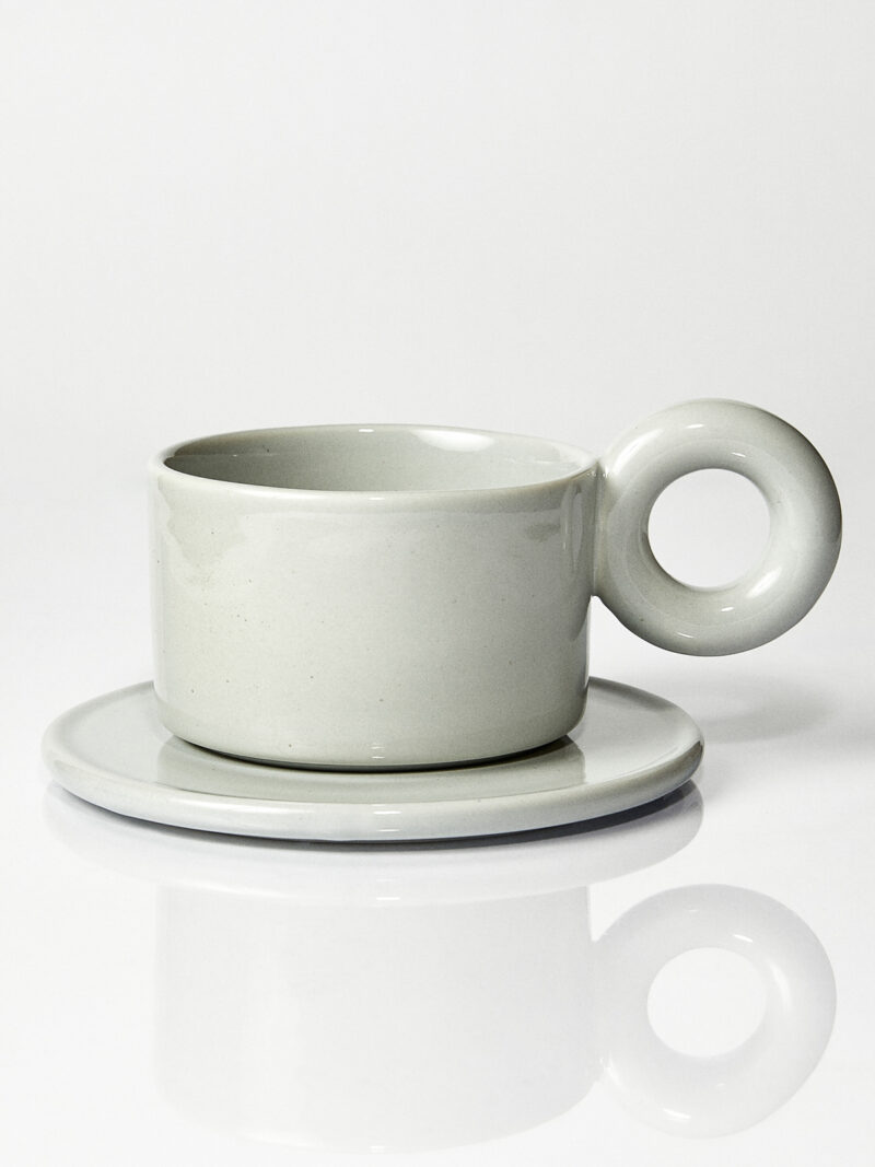 Kubek ceramiczny plus spodek Baub / Taupe/ ręcznie wytwarzane