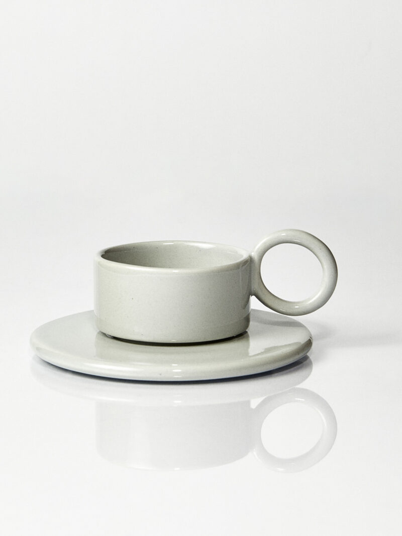 Filiżanka ceramiczna plus spodek Baub espresso / Taupe/ ręcznie wytwarzana