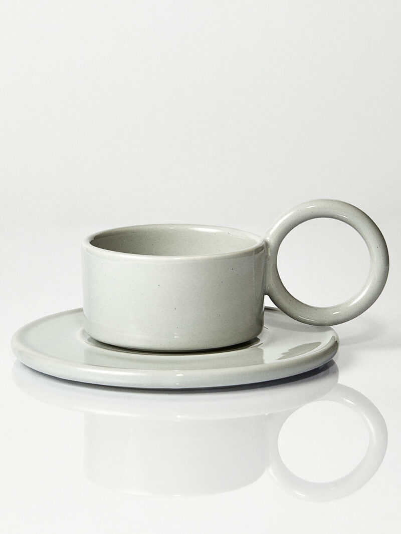 Filiżanka ceramiczna plus spodek Baub / Taupe/ ręcznie wytwarzana