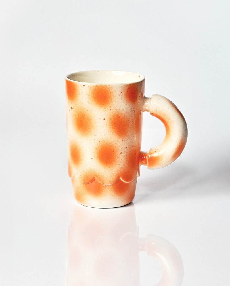 Kubek ceramiczny Lola /Orange Dot /ręcznie wytwarzany